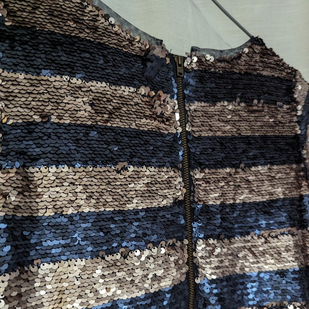 Two GAP kids XXL glitter sparkle sequined rose gold and navy dresses - Picture 3 of 13